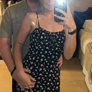 Floral Black Dress with slit